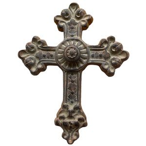 Home Wall Decor Ornate Terra Cotta Like Cross